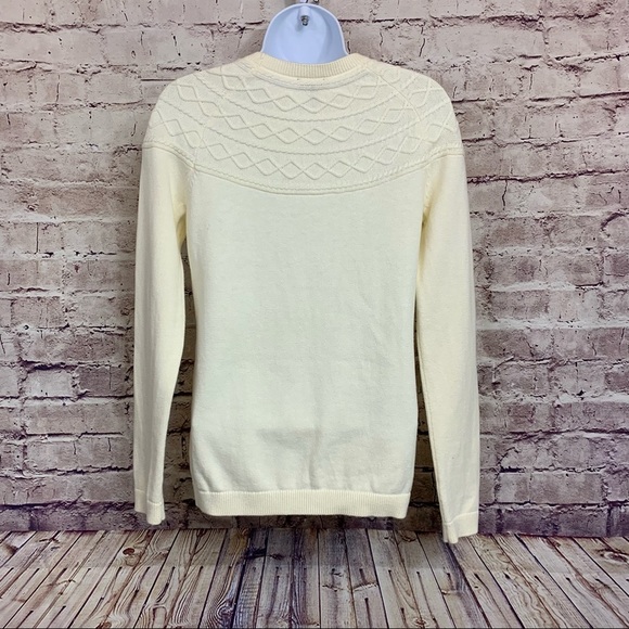 Talbots Cream Cotton Blend Long Sleeve Knit Sweater - Picture 8 of 11